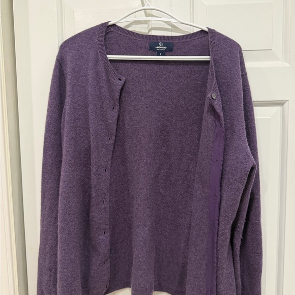 Lands' End Sweaters - Lands' End Purple Button-Front 100% Cashmere Cardigan